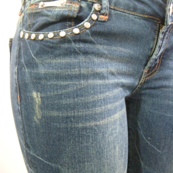 VO Virgin Only Jeans Women Dark Wash Rhinestone - Picture 13 of 15